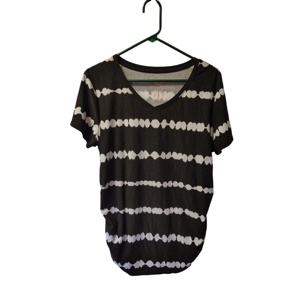 Time and Tru Women's Maternity Large Black and White Stripe Shirt